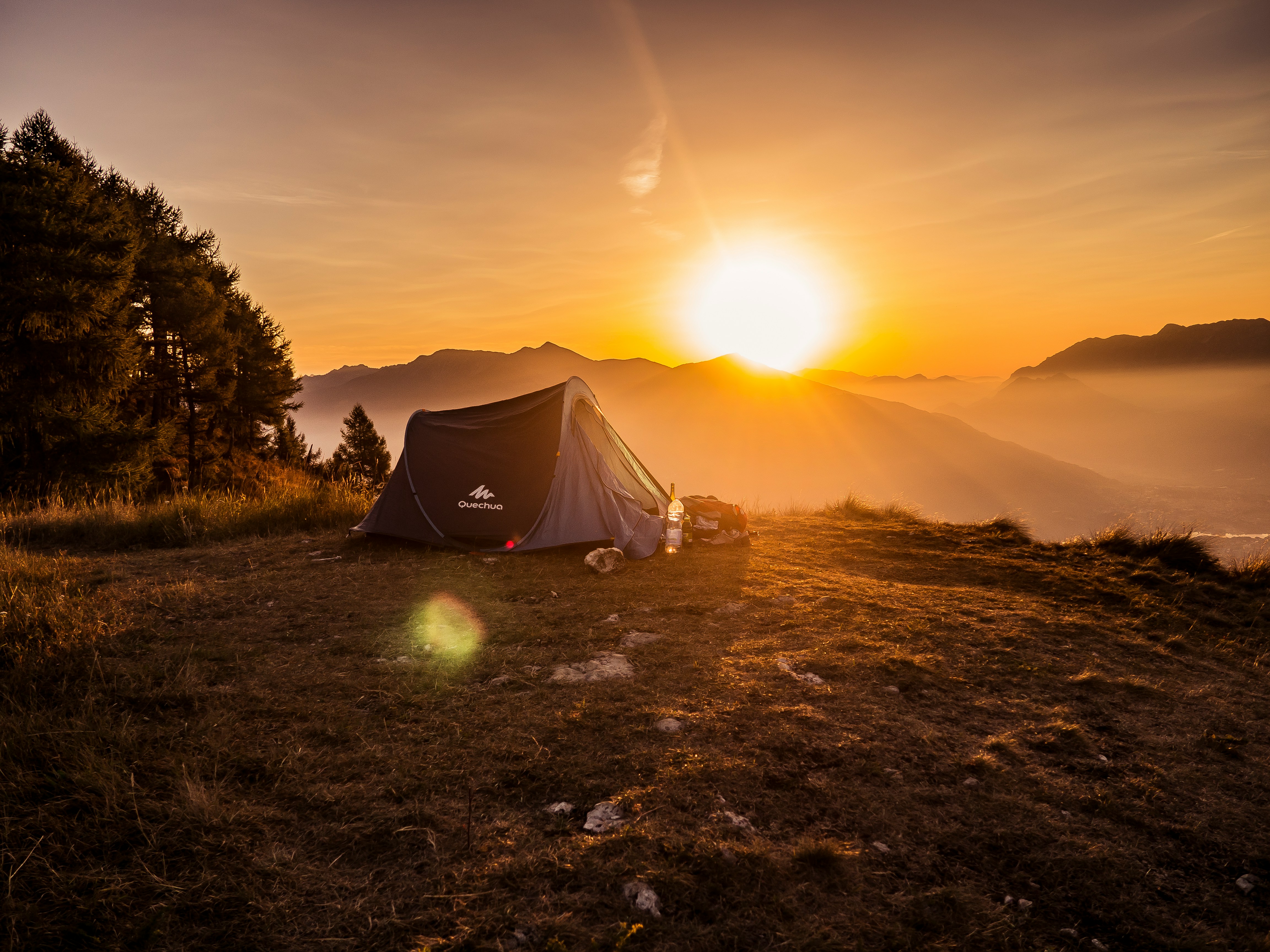 3-season tent next to a 4-season tent